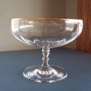 RARE MIKASA SONATA GOLD COMPOTE, GLASS DESSERT DISH BOWL